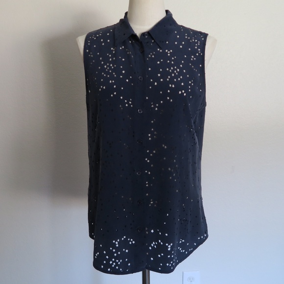 Equipment Tops - Equipment Sleeveless Stars Silk Blouse  size M